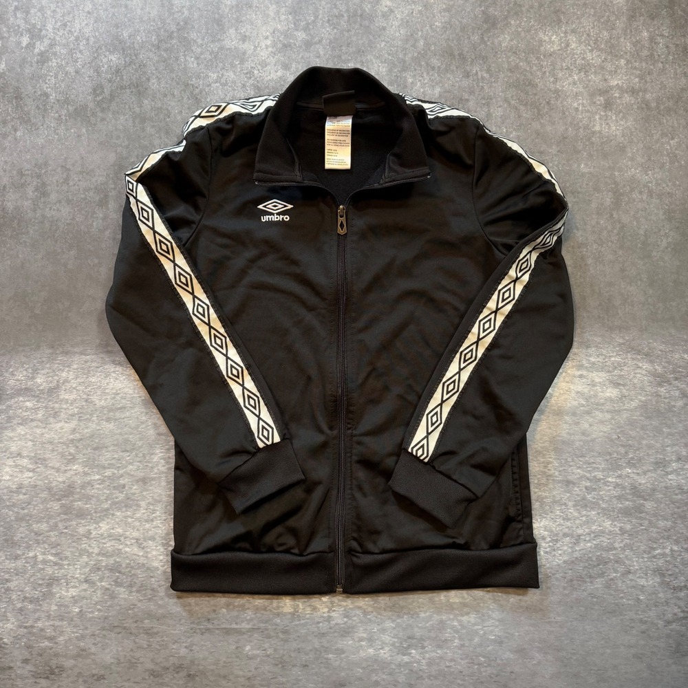 Umbro Kids Large 12/14 Track Jacket Black Full Zip Logo Taping Soccer Sportswear